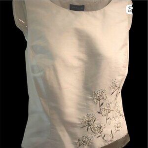 Ann Tailor Silk Sleeveless Embroidered Top